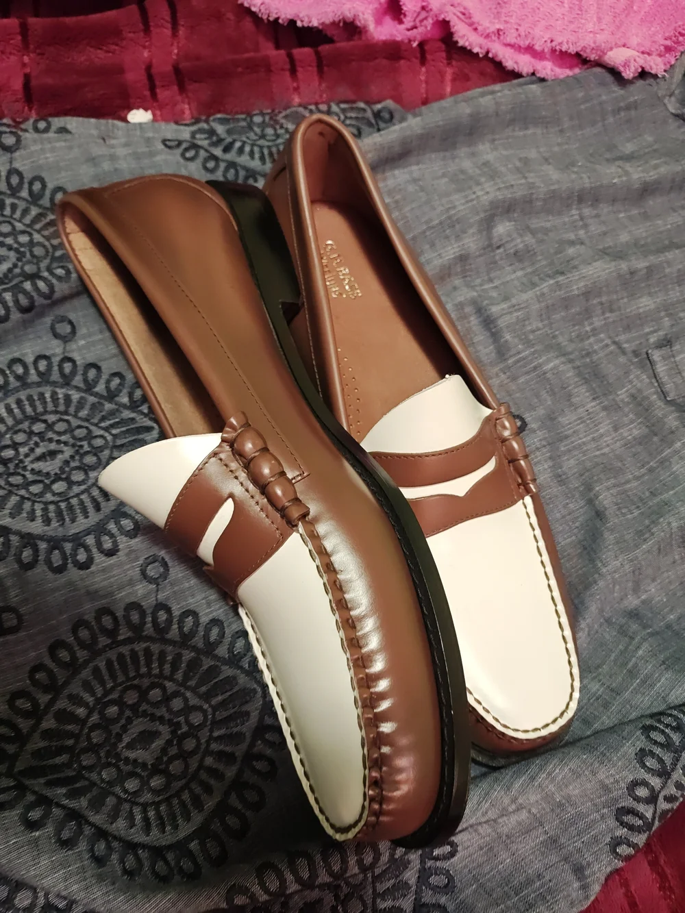 G.H. Bass & Co. Two-Tone Brown and White Penny Loafers 14